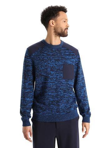 Chandails Icebreaker Merino Barein Crewe Homme Bleu Marine | FR 1218ZUTG